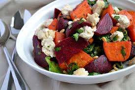 Creamy Sweet Potato Salad with Feta and Beetroot